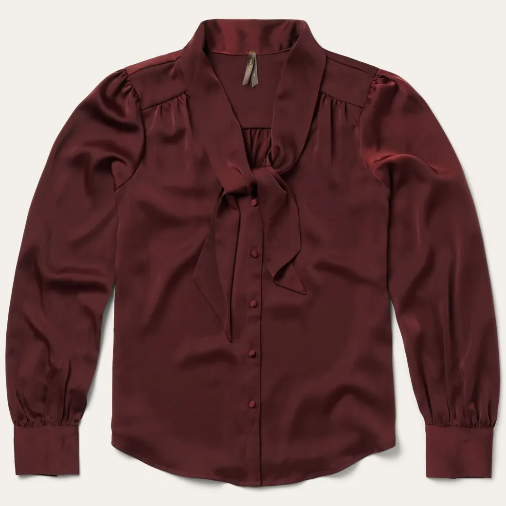 Wine Satin Blouse