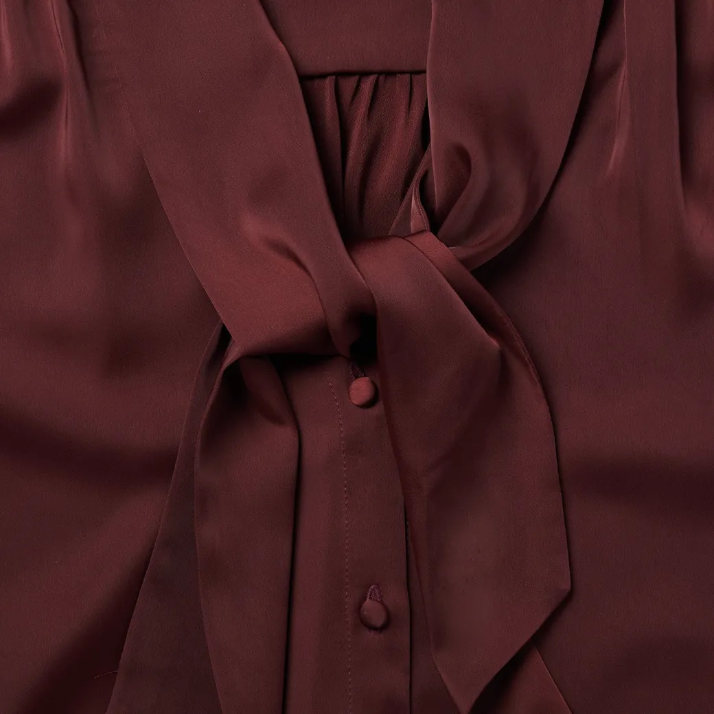 Wine Satin Blouse
