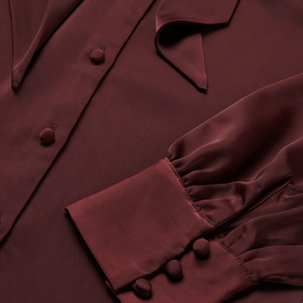 Wine Satin Blouse